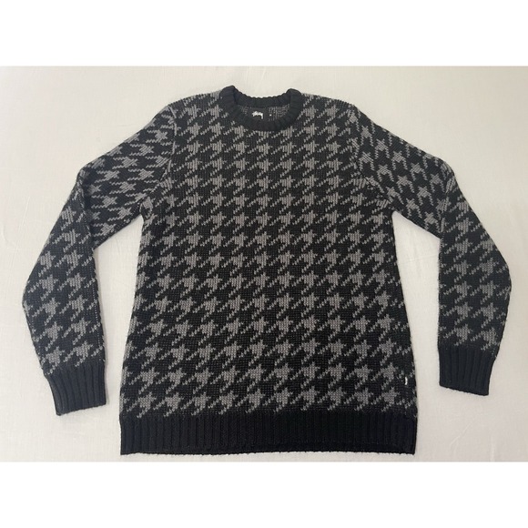 Stussy Other - STUSSY Wool Knit Sweater M Black Houndstooth Print